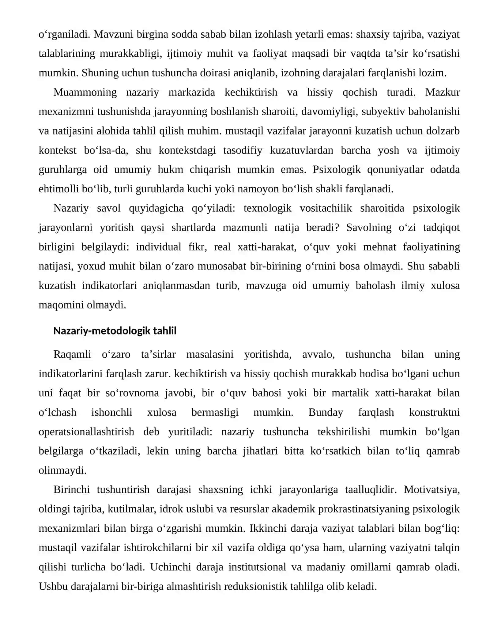 AKADEMIK PROKRASTINATSIYANING PSIXOLOGIK MEXANIZMLARI — RAQAMLI MUHITDAGI XUSUSIYATLARI 2