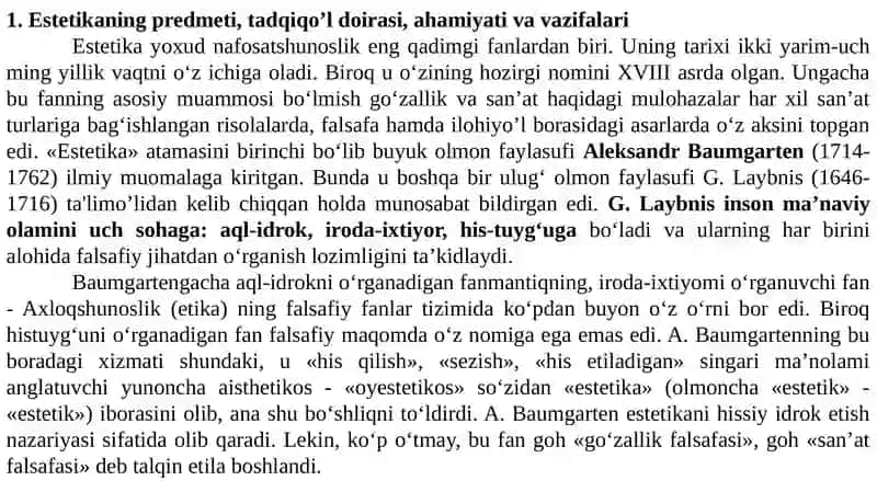 Nafosat falsafasi (Estetika) 2