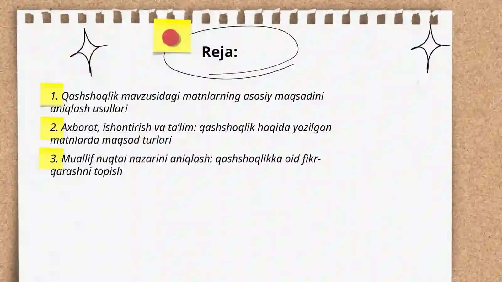 Qashshoqlik mavzusidagi matnlarning asosiy maqsadini aniqlash usullari 2