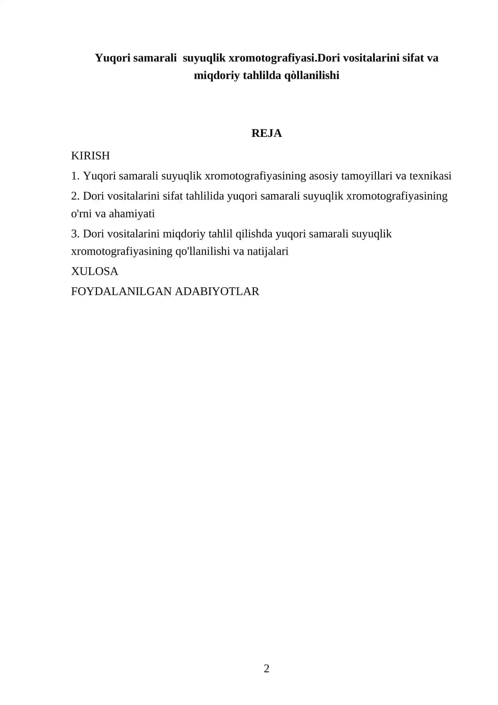 Yuqori samarali suyuqlik xromotografiyasi 2