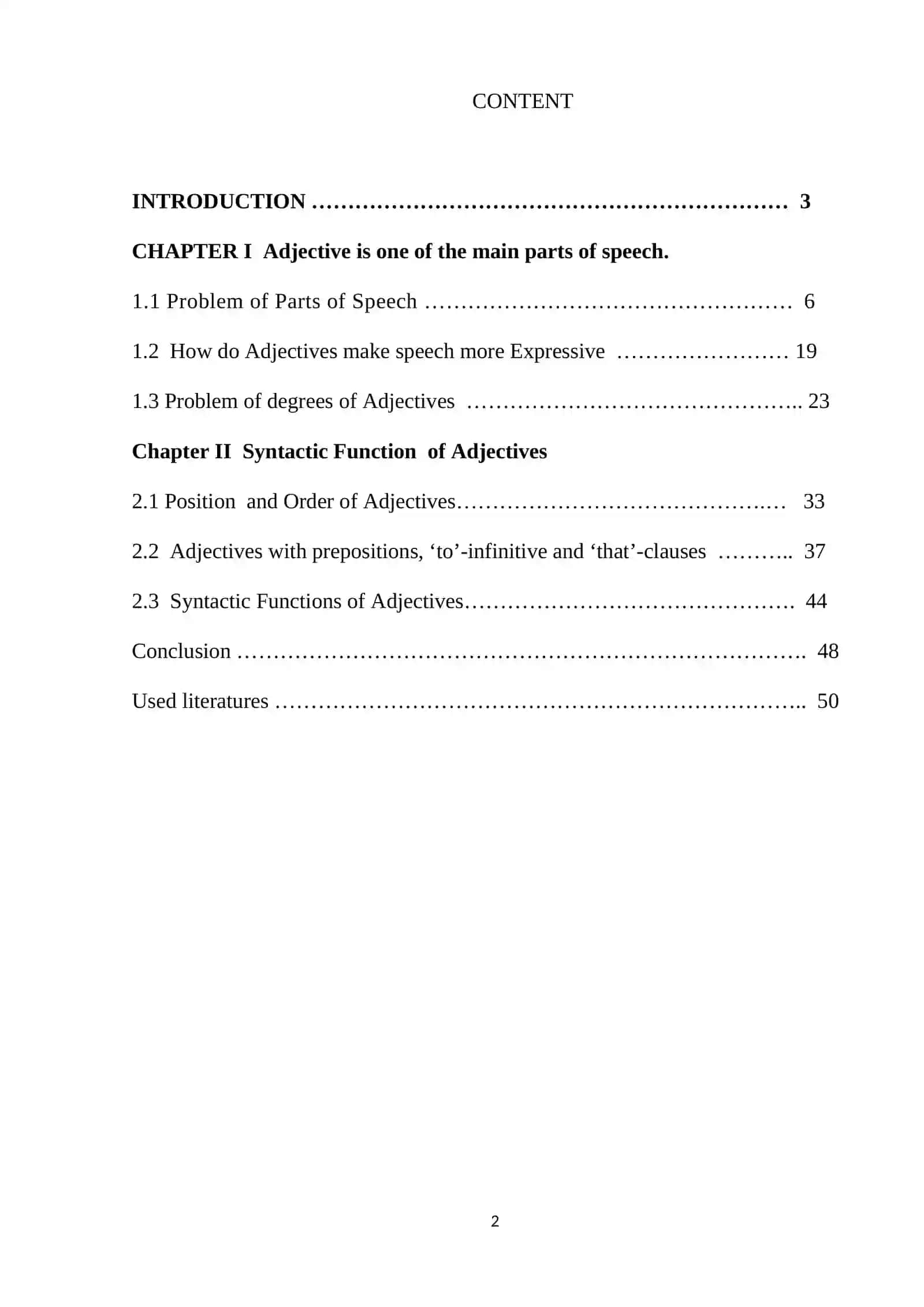 The Function of Adjectives in Modern English 2