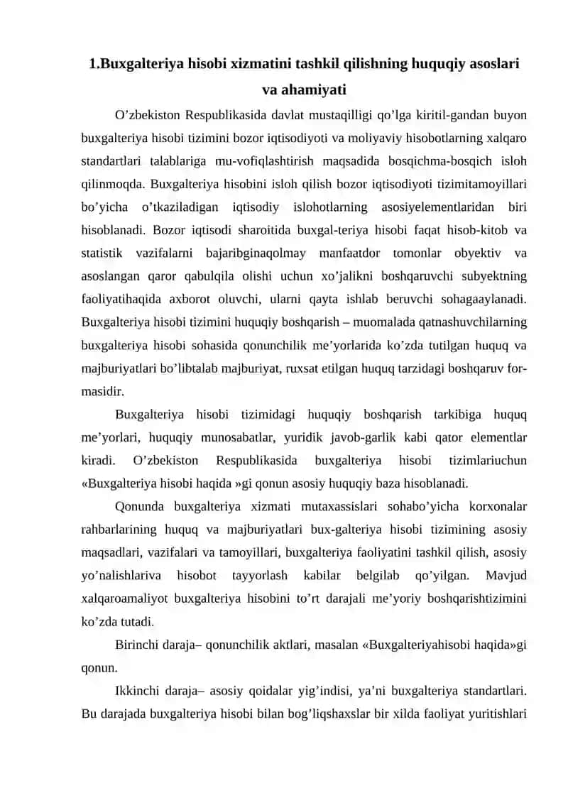 Buxgalteriya hisobini tashkil etish asoslari 2