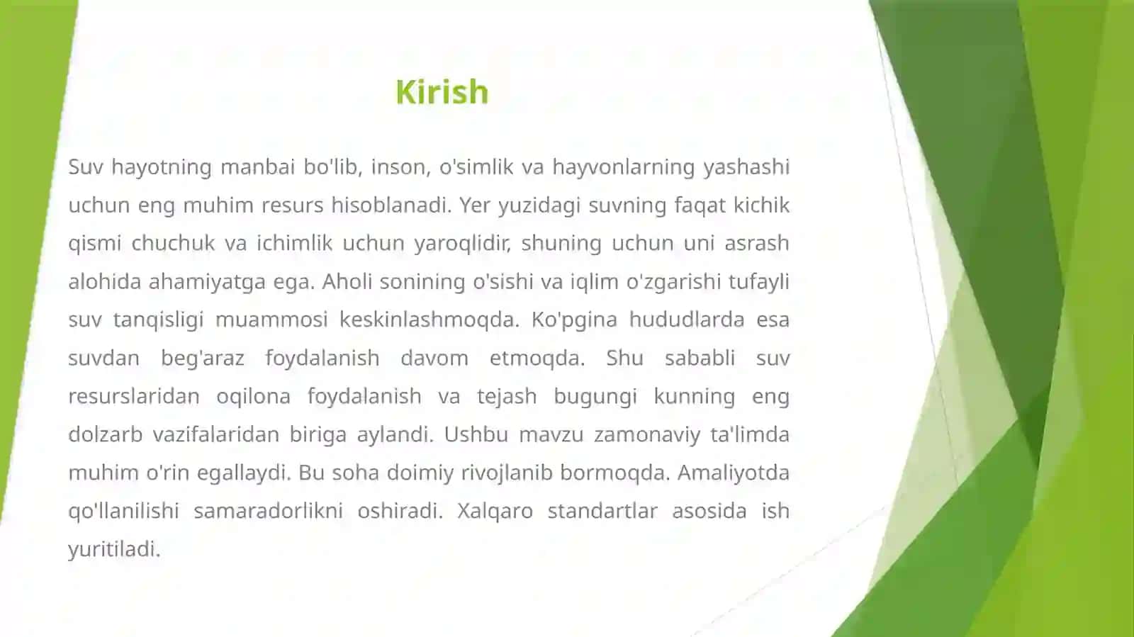 SUV RESURSLARIDAN OQILONA FOYDALANISH 2
