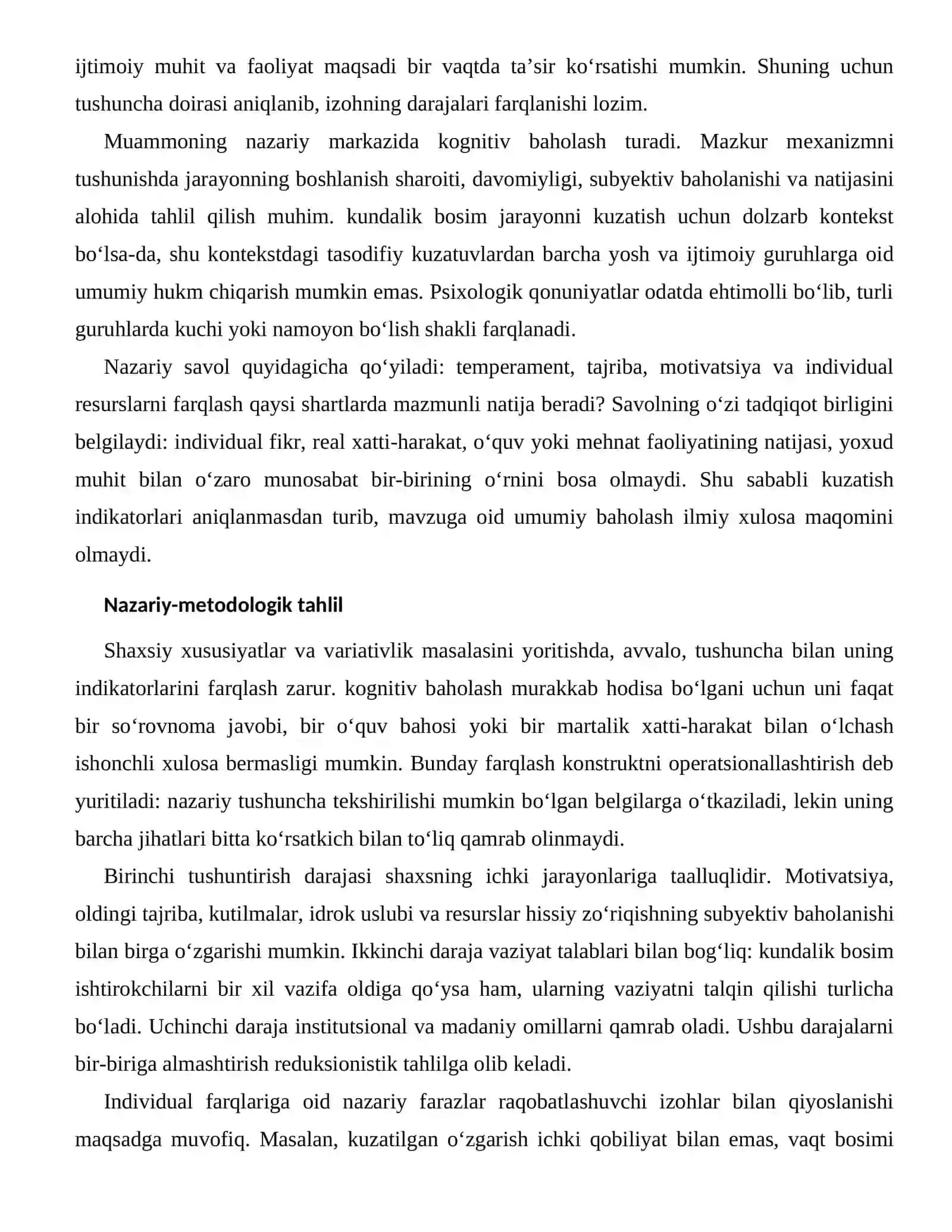 HISSIY ZO‘RIQISHNING SUBYEKTIV BAHOLANISHI — INDIVIDUAL FARQLARI 2