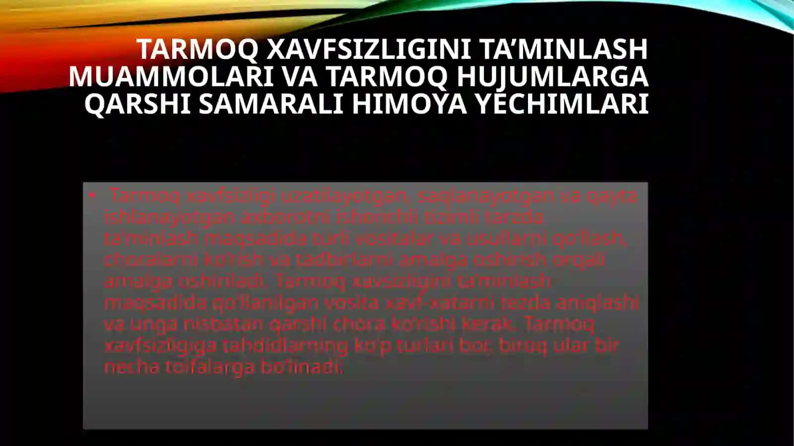 Tarmoq xavfsizligini ta'minlash vositalari 2