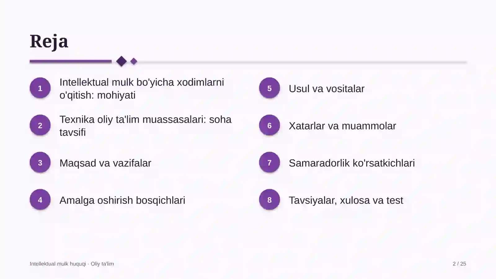 texnika oliy ta'lim muassasalarida intellektual mulk bo'yicha xodimlarni o'qitish 7293 2