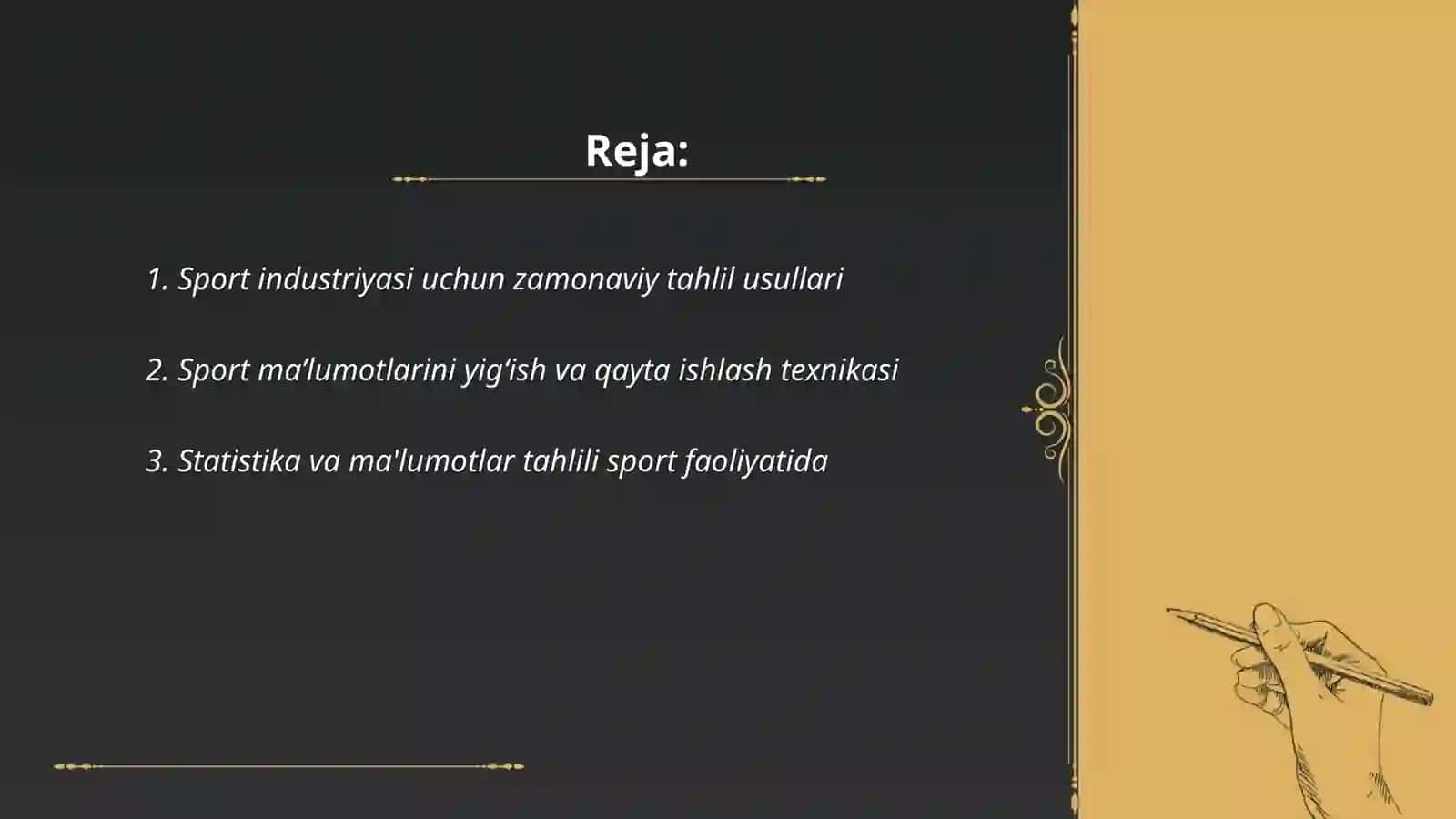 Sport industriyasi aktivlarini tahlil qilish tizimlari va usullari 2