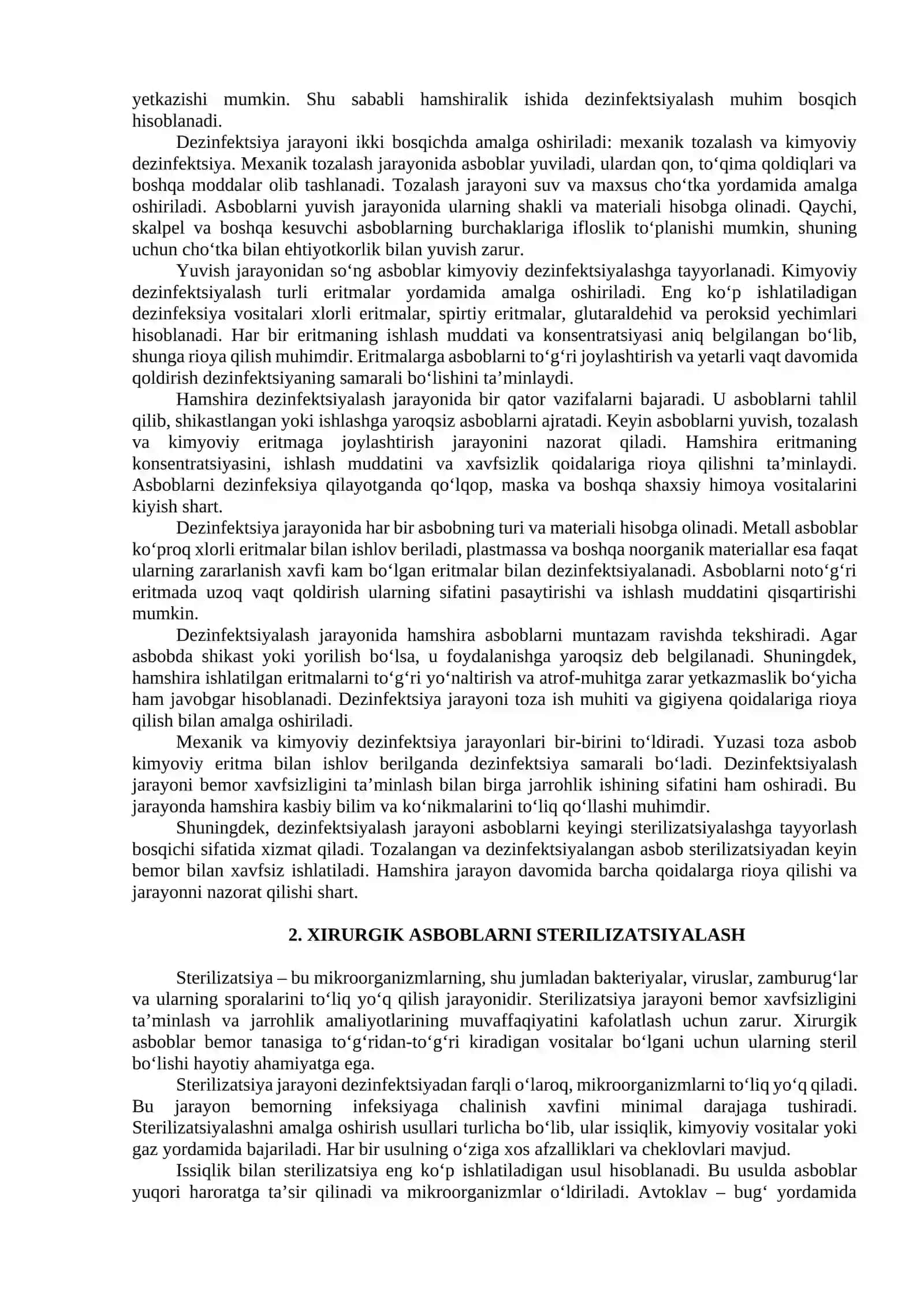 Xirurgik asboblarni dezinfektsiyalash, sterilizatsiyalash va saqlashda hamshiralik ishi 2