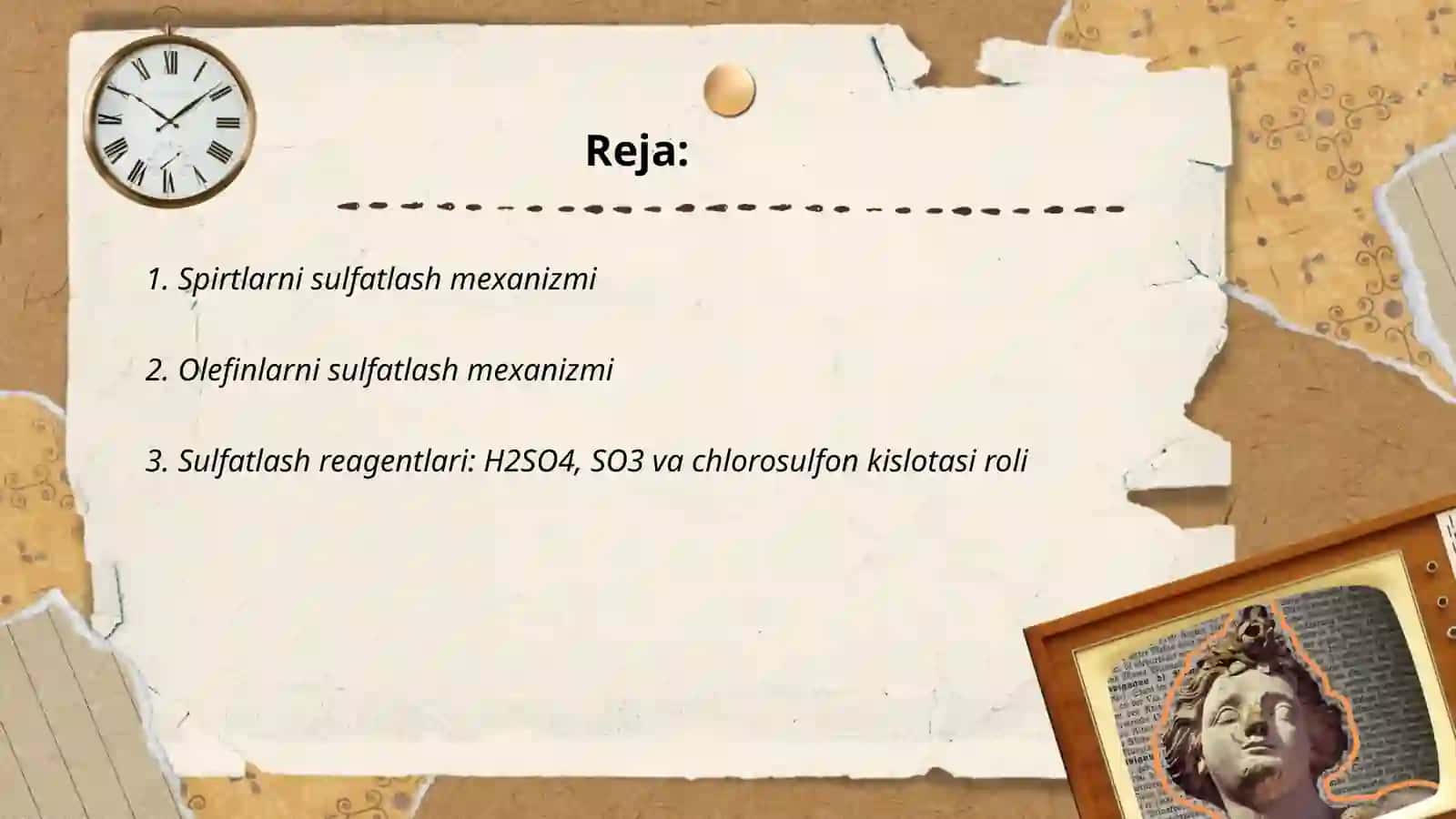 Spirt va olefinlarni sulfatlash jarayonlari 2
