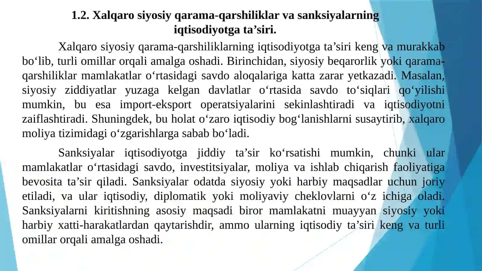 Global iqtisodiyotdagi ziddiyatlar va tahdidlar 2