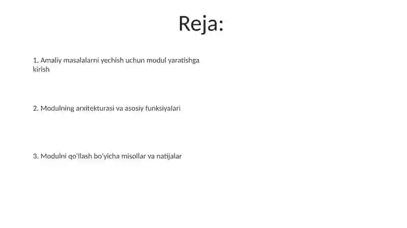 Dasturlash. Amaliy masalalarni yechish modulini yaratish 2
