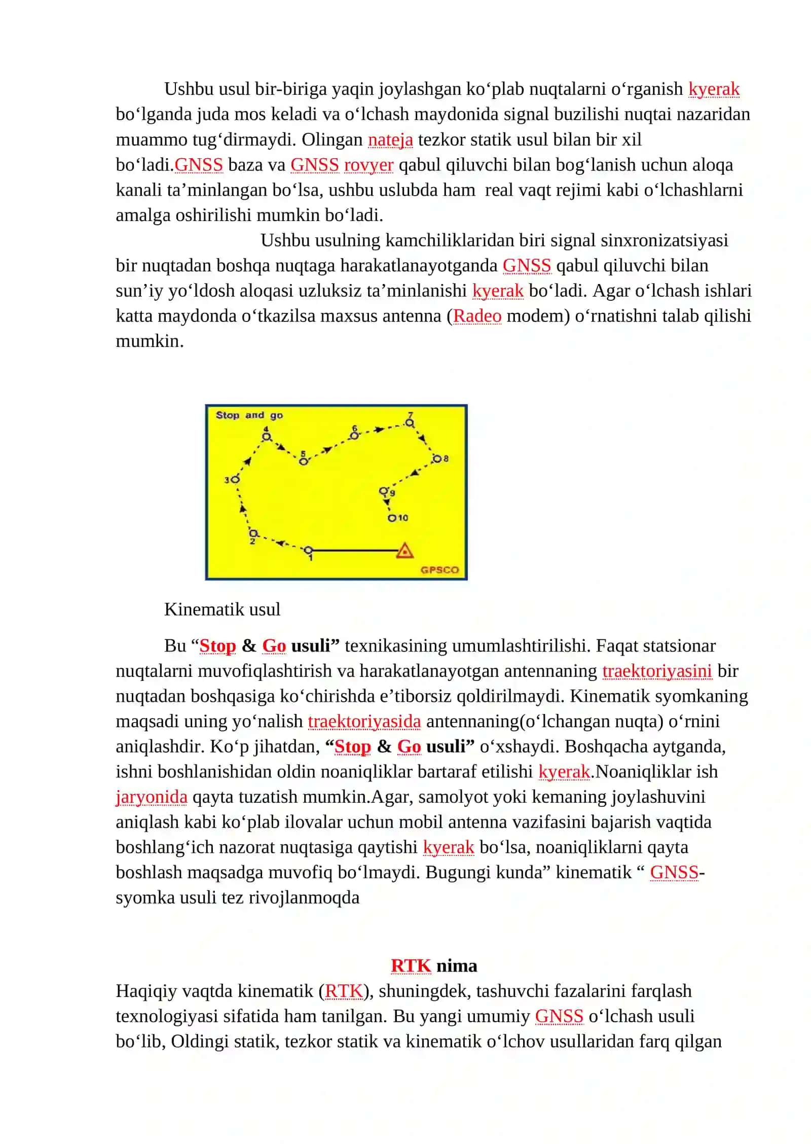 Zamonaviy GNSS texnologiyasidan foydalanib geodezik oʻlchashlar olib borish usullari 2