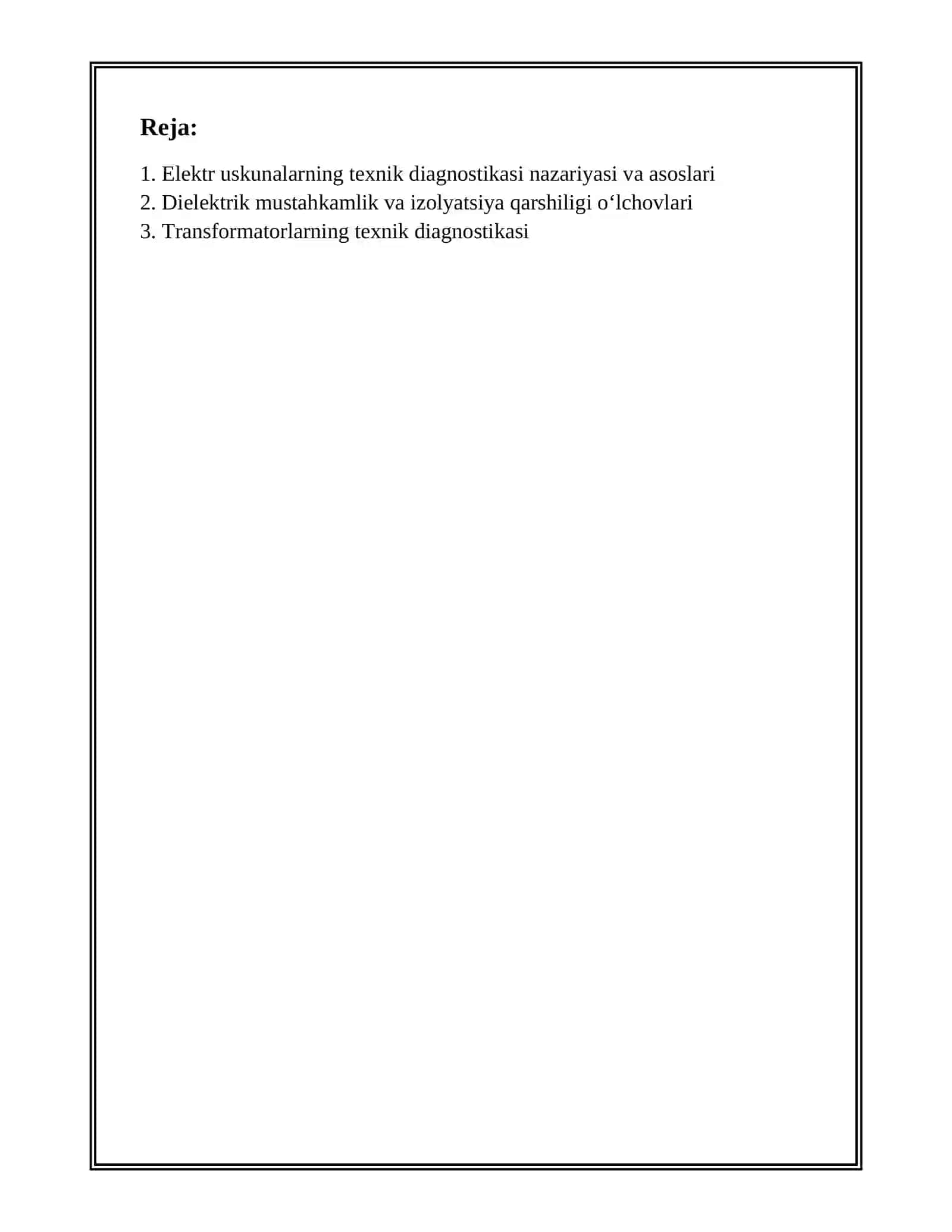 ELEKTR USKUNALARNING TEXNIK DIAGNOSTIKASI 2