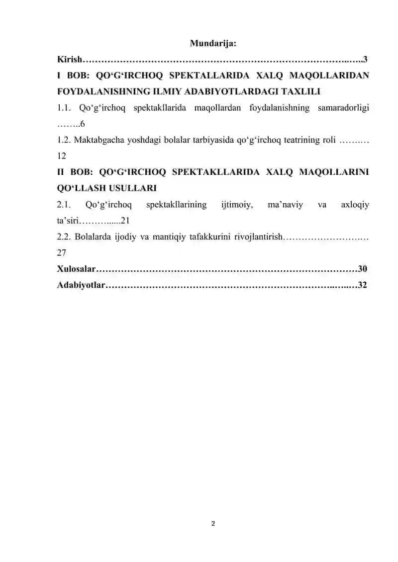 Qoʻgʻirchoq spektallarida xalq maqollaridan foydalanish. 2