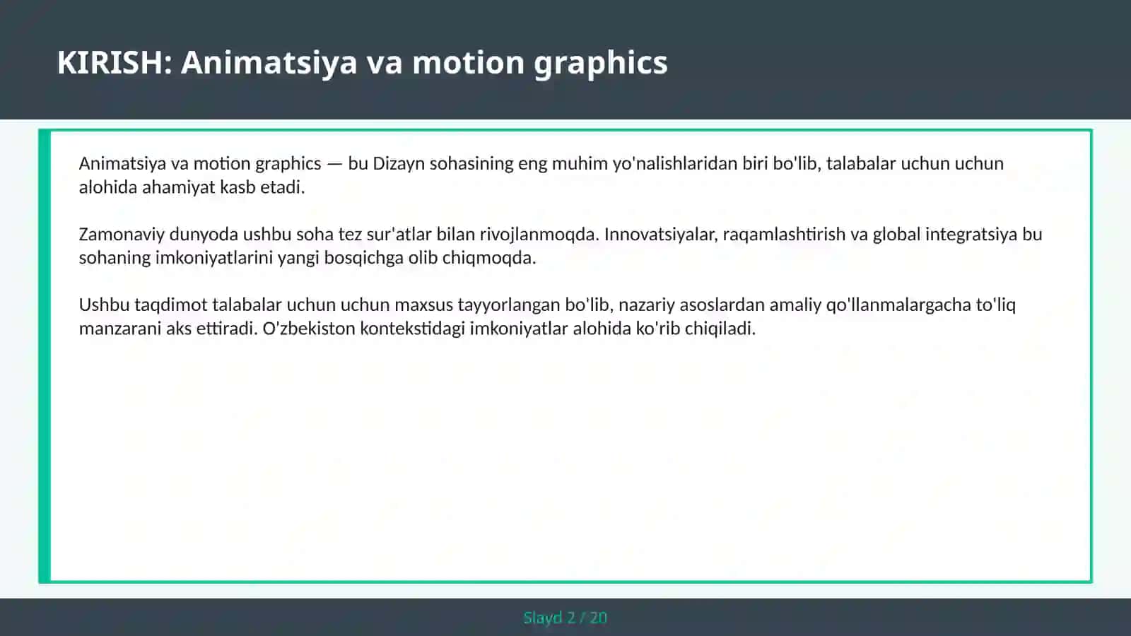 Animatsiya va motion graphics 2
