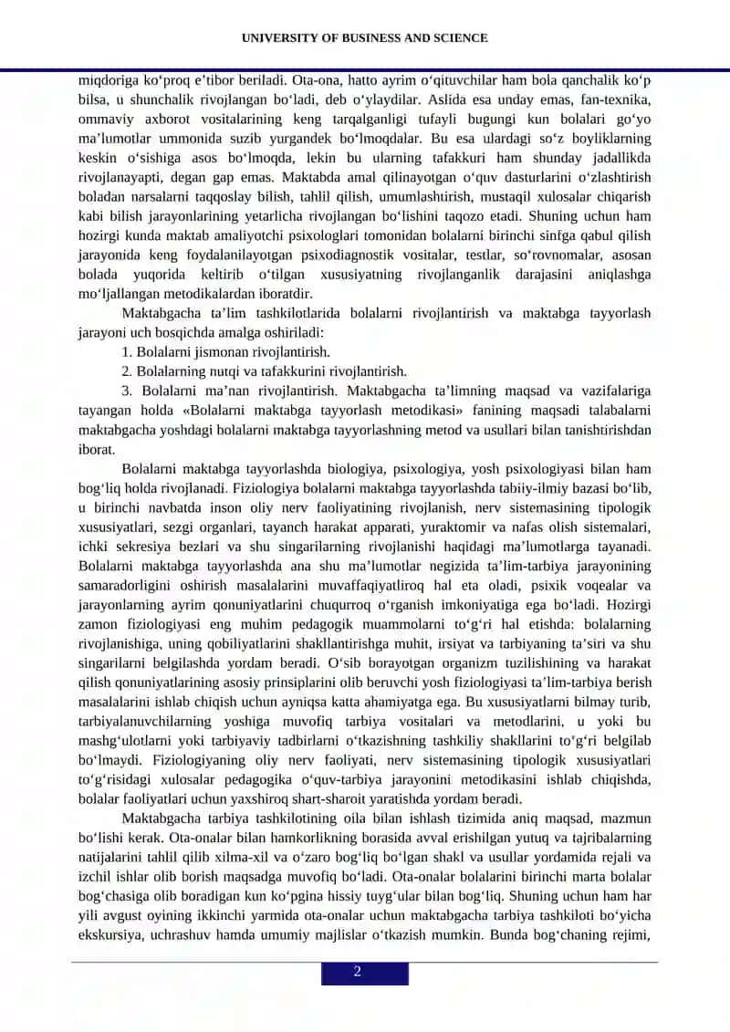 Maktabgacha yoshdagi bolalarni rivojlantirish va maktabga tayyorlash 2