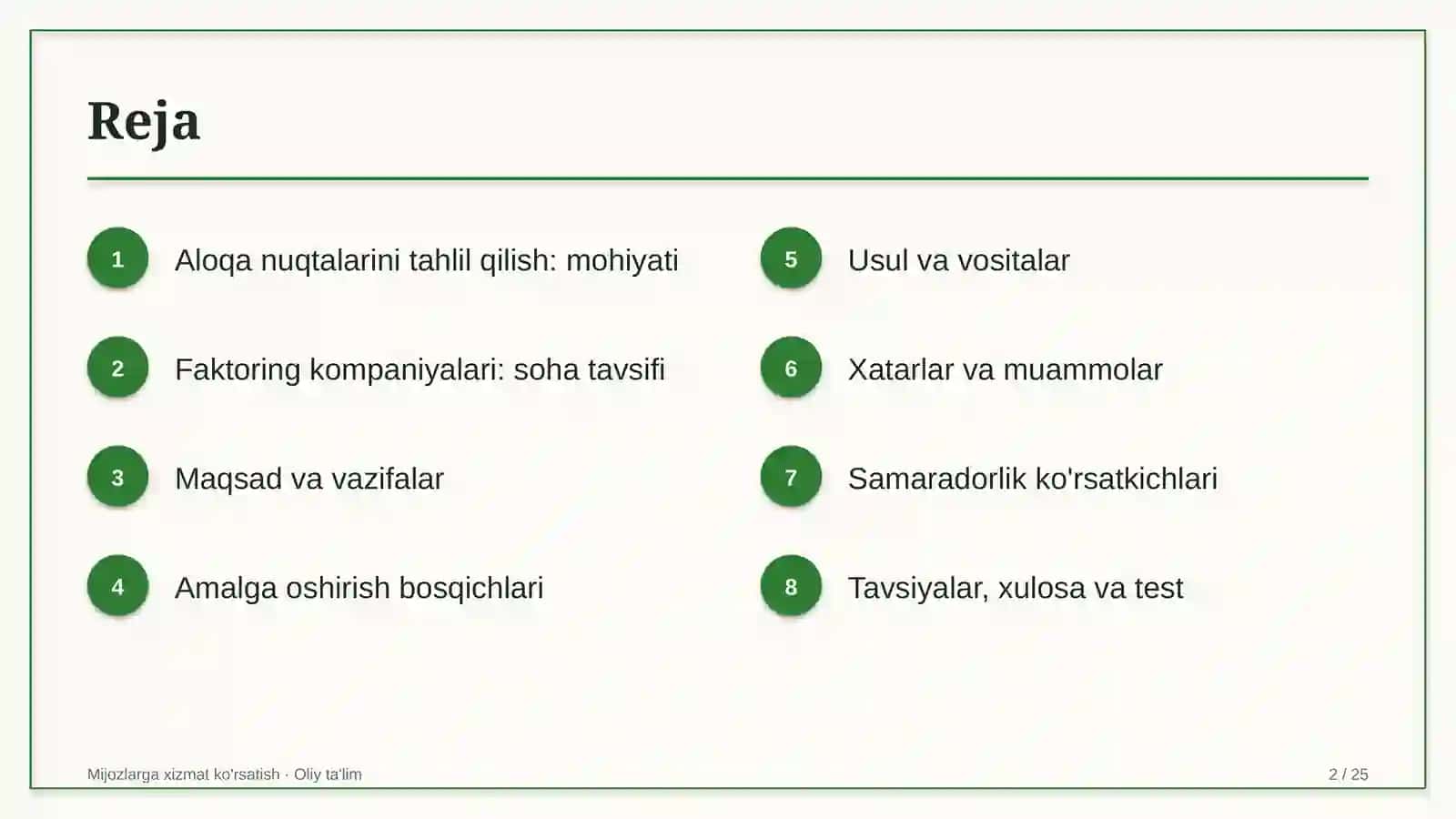 faktoring kompaniyalarida aloqa nuqtalarini tahlil qilish 9131 2