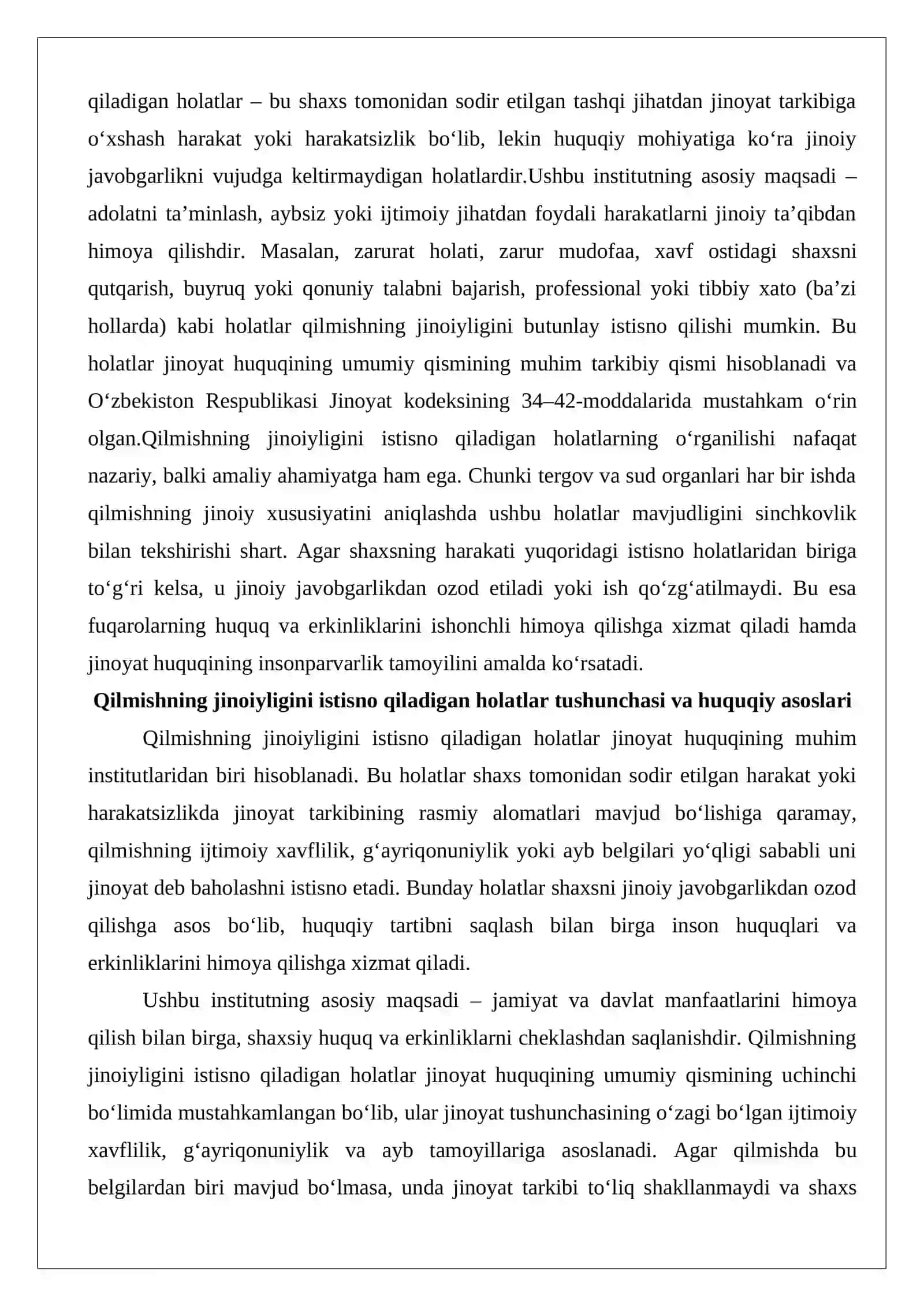 Qilmishning jinoiyligini istisno qiladigan holatlar 2
