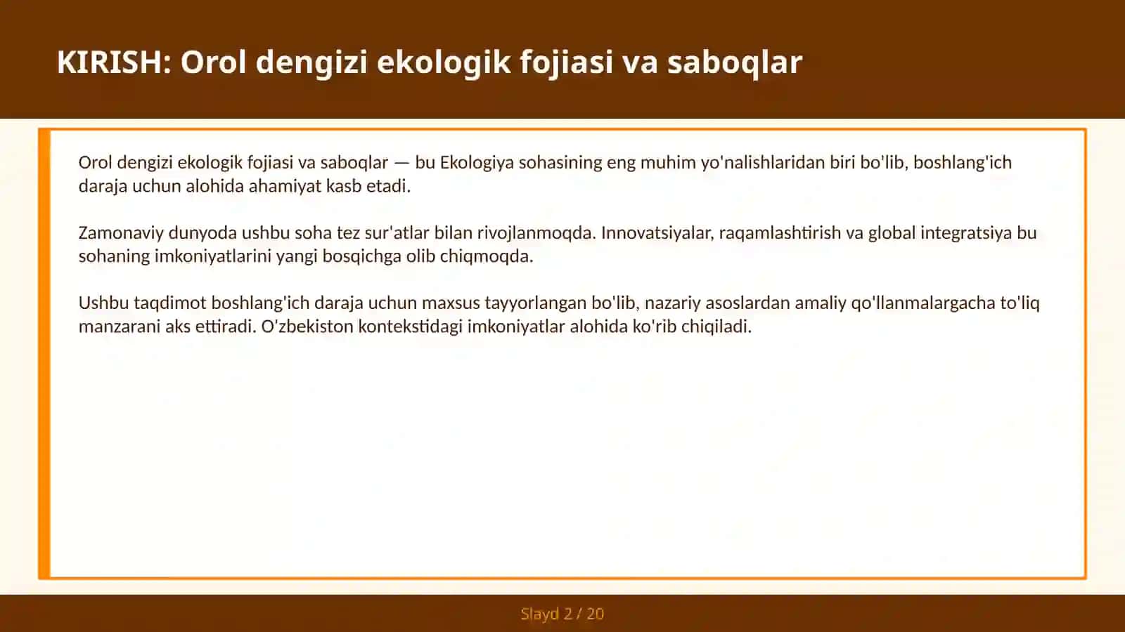 Orol Dengizi Ekologik Fojiasi va Saboqlar 2