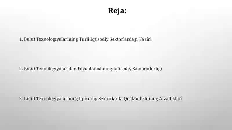 Iqtisodiy sohalarda bulutli texnologiyalardan foydalanish xususiyatlari 2