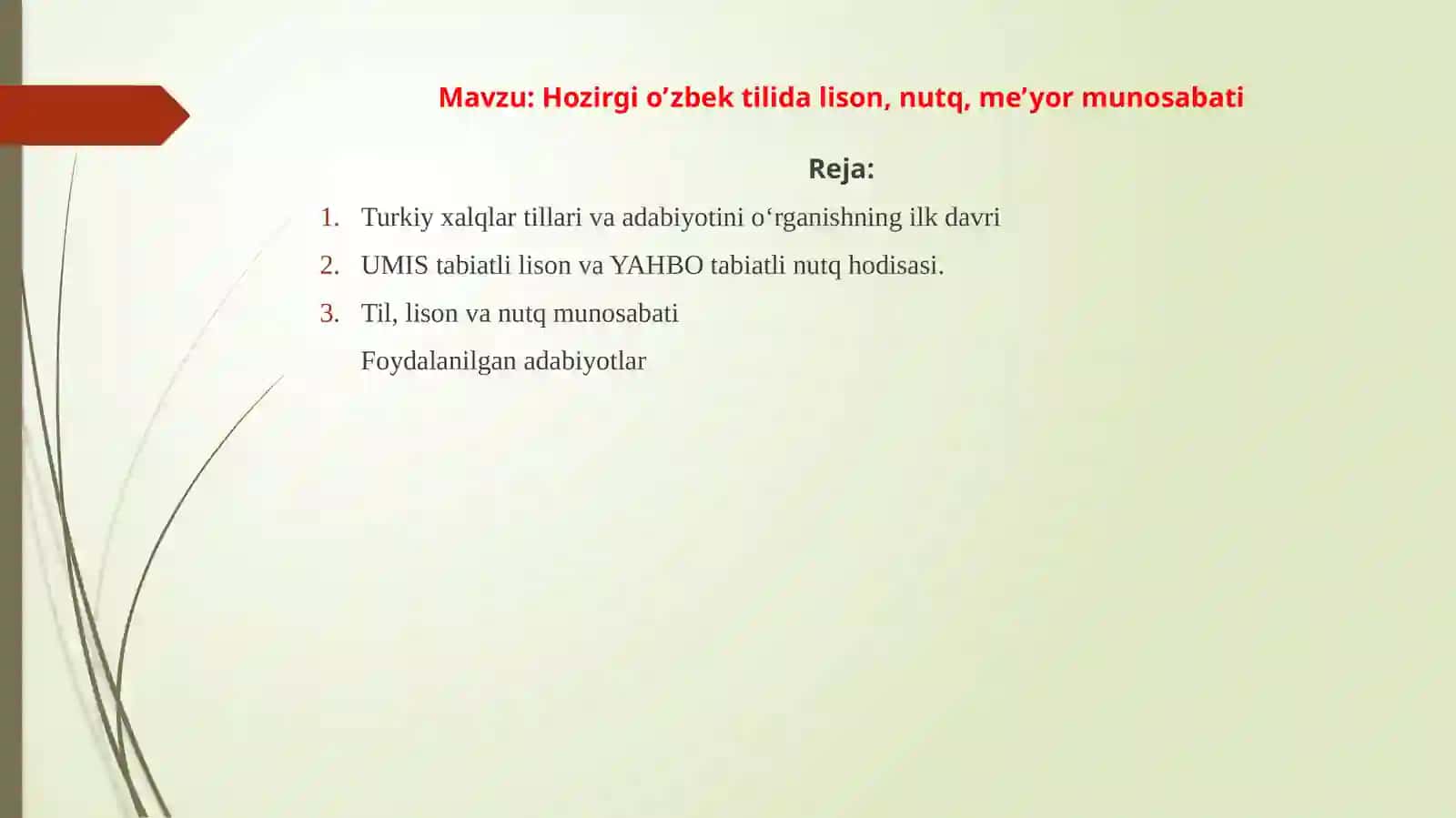 Hozirgi o'zbek tilida lison, nutq, me'yor munosabatlar 2