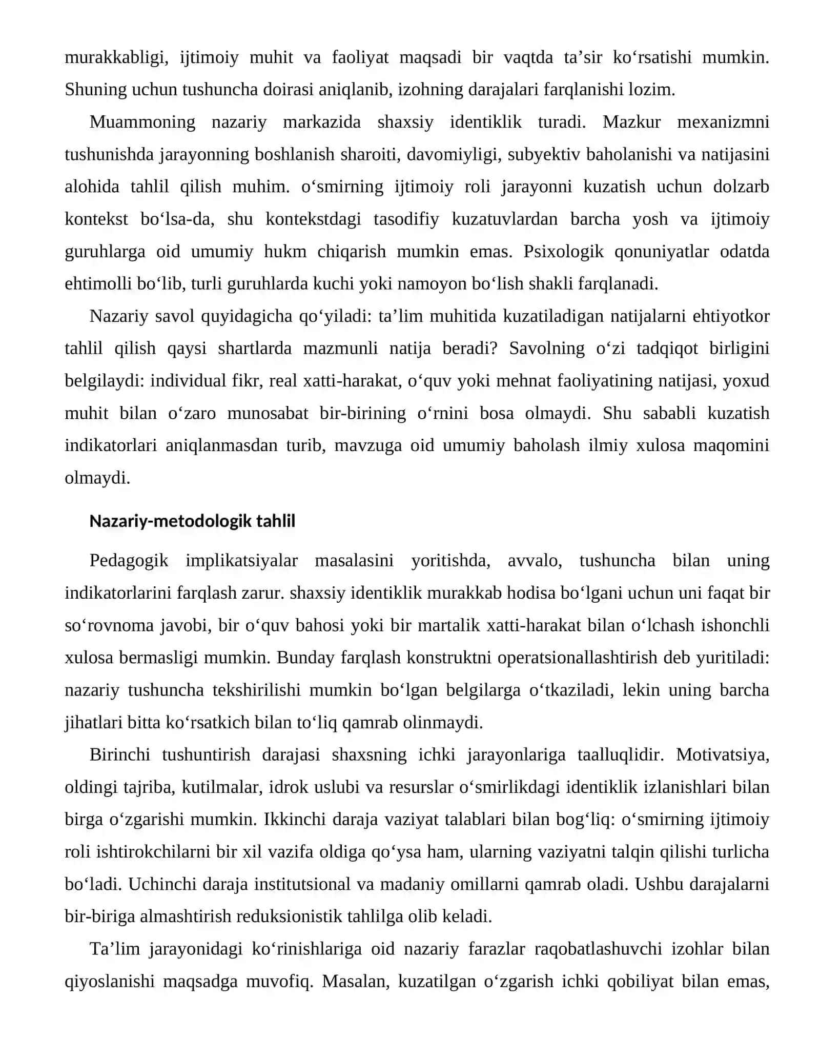 O‘smirlikdagi Identiklik Izlanishlari — Ta’lim Jarayonidagi Ko‘rinishlari 2