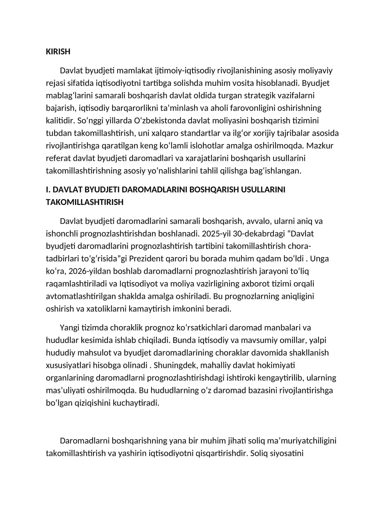 DAVLAT BYUDJETI DAROMADLARI VA XARAJATLARI BOSHQARISH USULLARINI TAKOMILLASHTIRISH 2