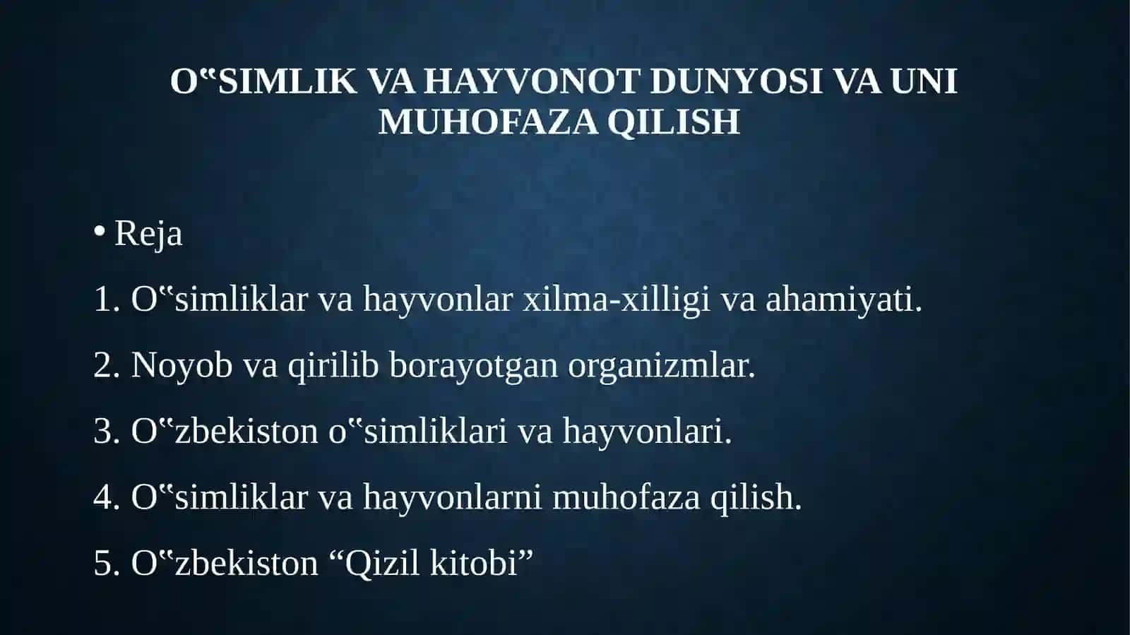 O‟simlikvahayvonotdunyosivaunimuhofazaqilish 2