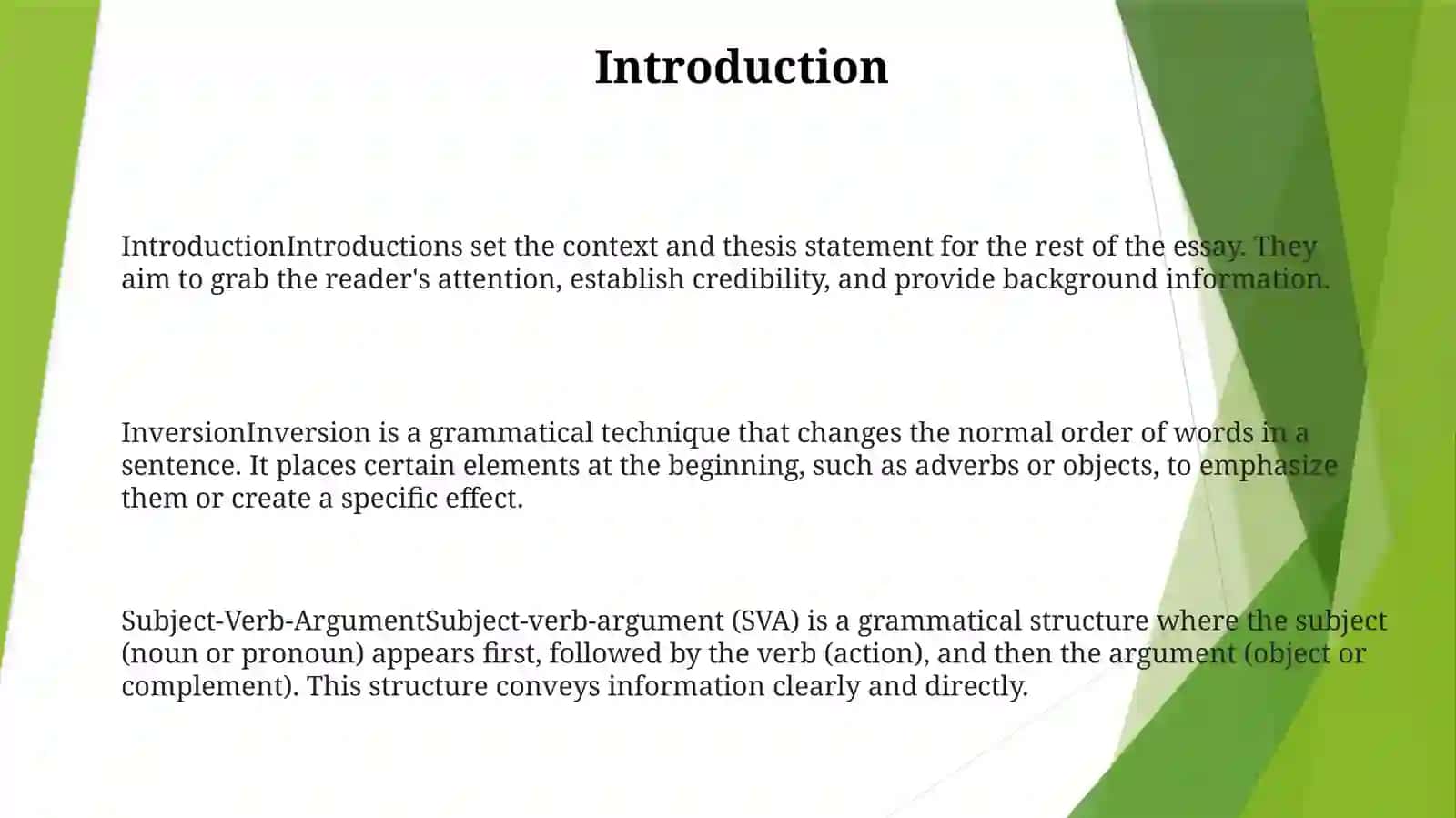 Invertion Subject Verb Argument 2