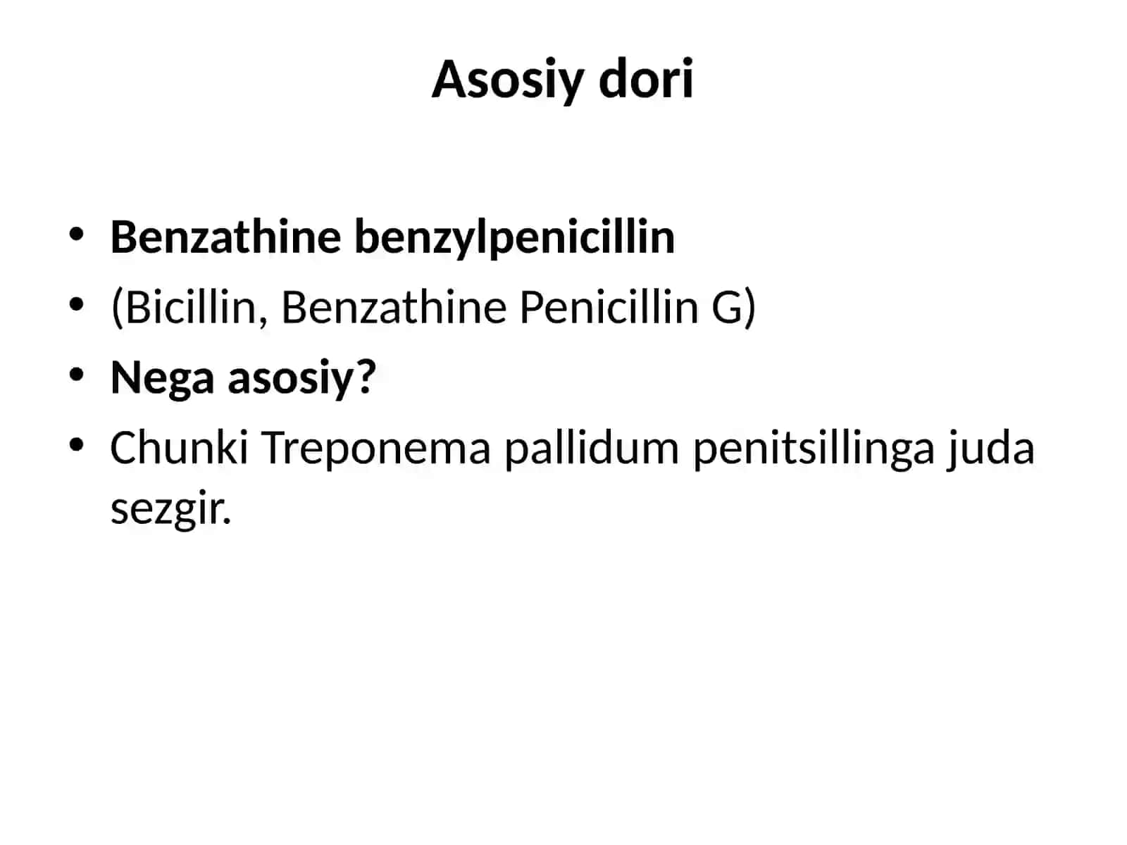 Zaxmga qarshi vositalar (Antisyphilitic drugs) 2