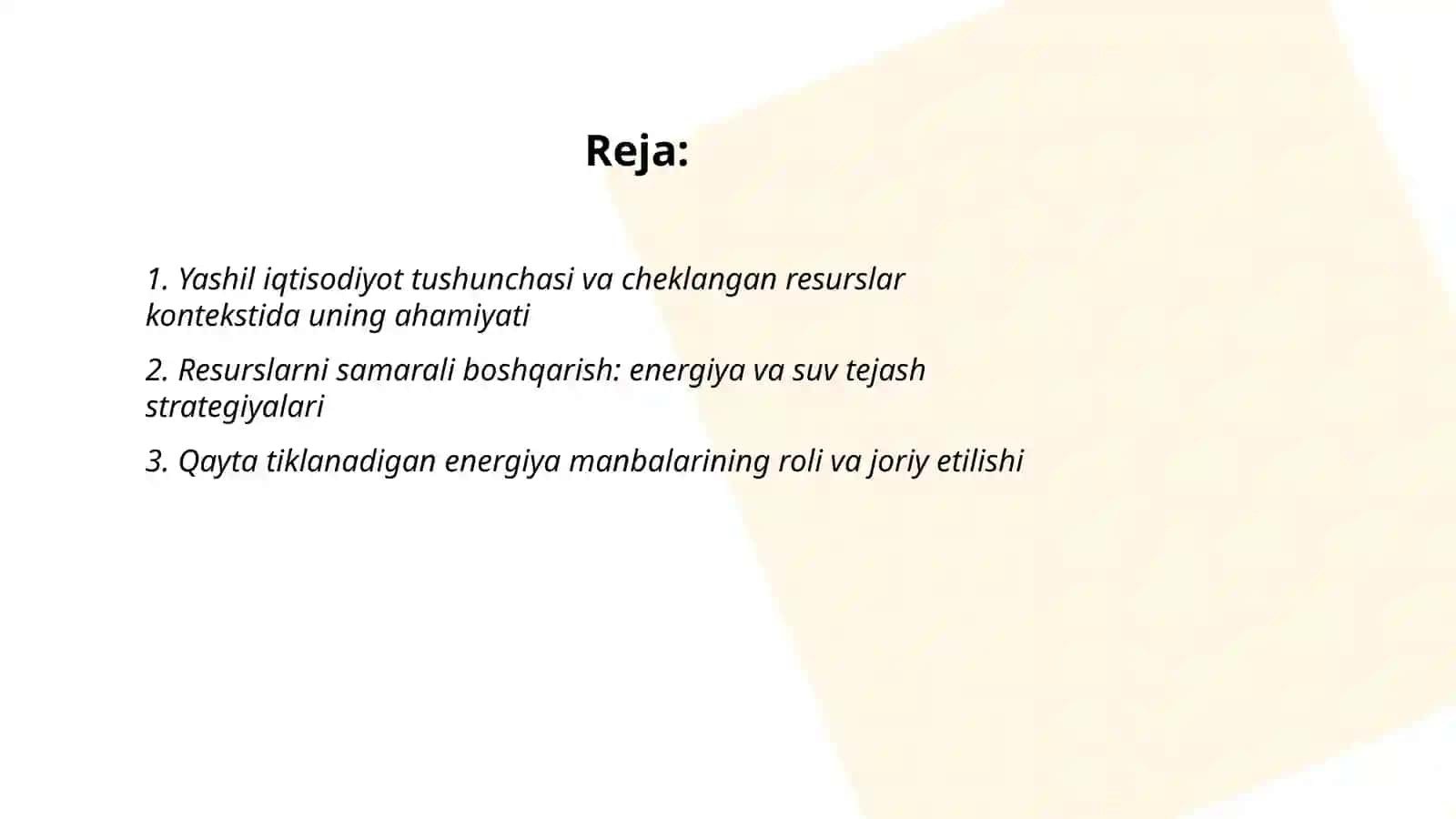 Cheklangan resurslar sharoitida yashil iqtisodiyotning tutgan oʻrni 2