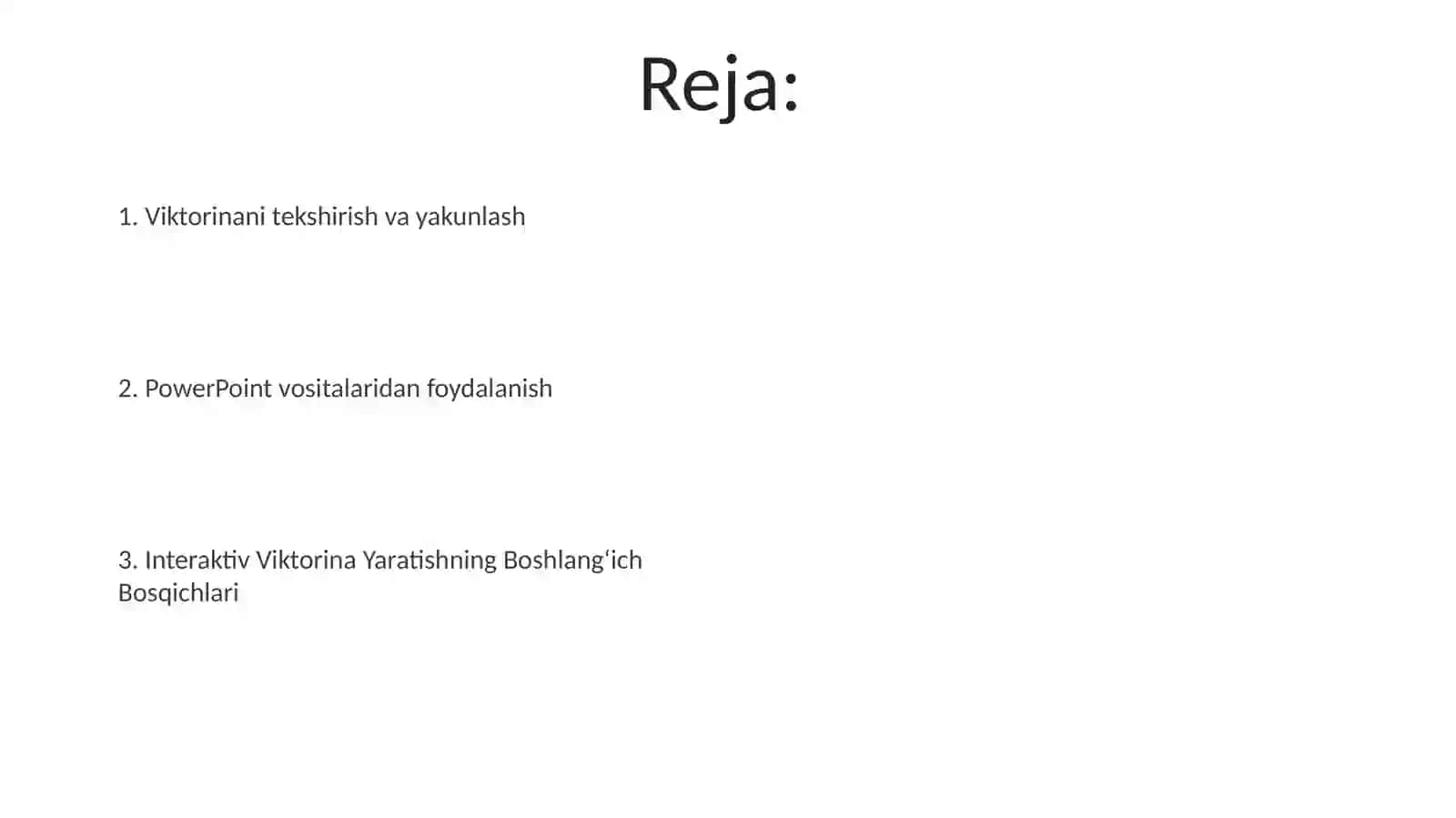 PowerPointda Interaktiv Viktorina Yaratish 2