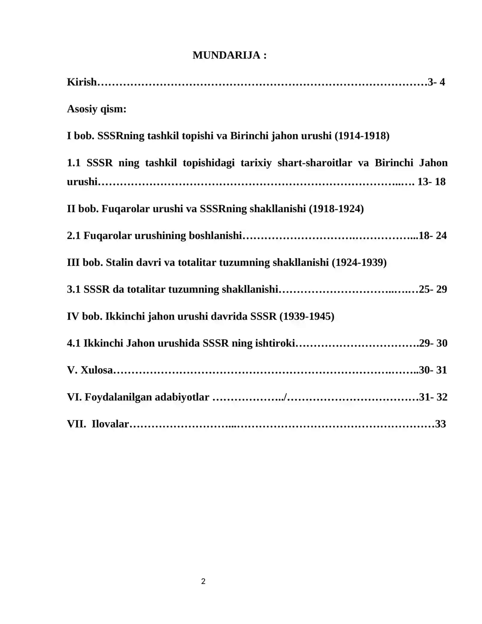 SSSR 1914 - 1945-yillarda. 2