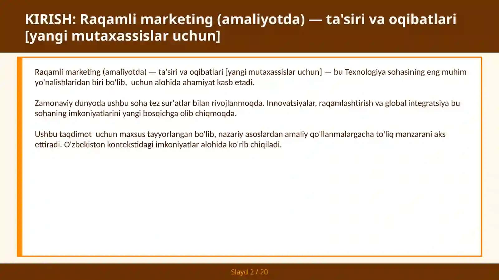 Raqamli marketing (amaliyotda) — ta'siri va oqibatlari [yangi mutaxassislar uchun] 2