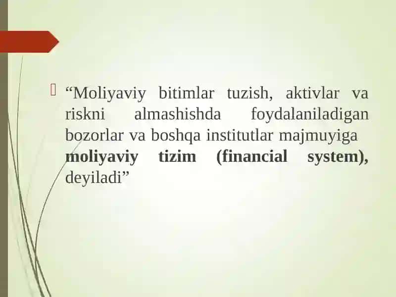 MOLIYAVIY TIZIM VA MOLIYAVIY OQIMLAR 2