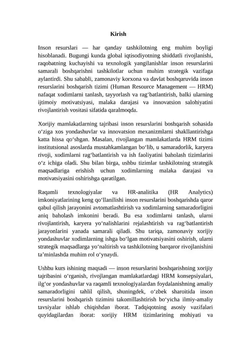 Inson resurslarini boshqarishning xorij tajribasi 2