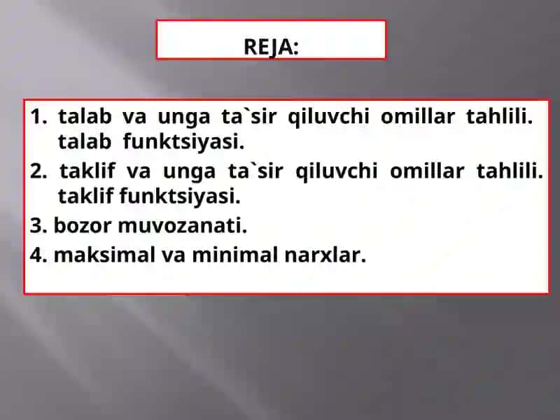 Mikroiqtisodiyot fanidan ta'lim mashg'uli 2