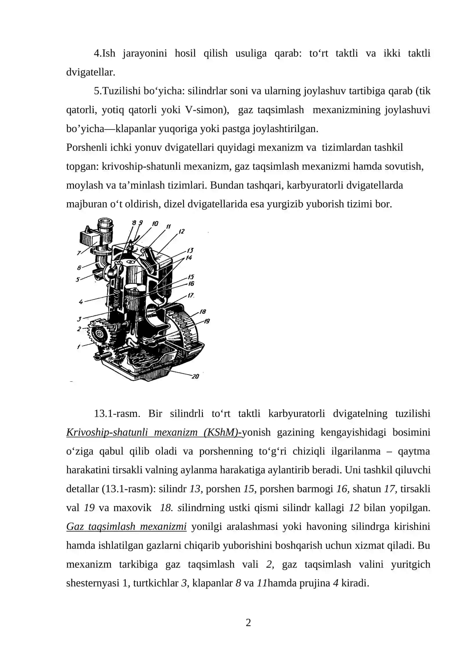AVTOTRAKTOR ENERGIYA MANBAI-IChKI YONUV DVIGATELLARINING YARATILISh TARIXI, TURLARI, UMUMIY TUZILIShI VA ISh JARAYONI 2