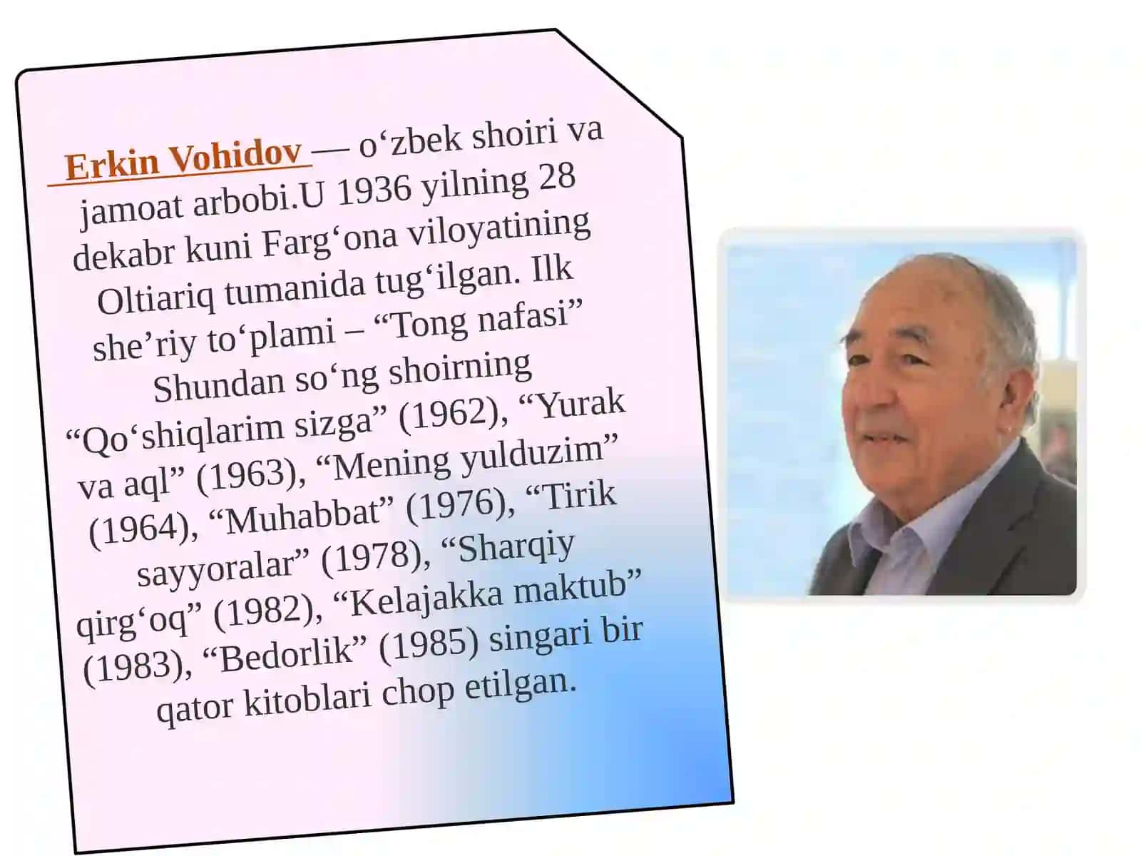 Erkin Vohidov dostonlari 2