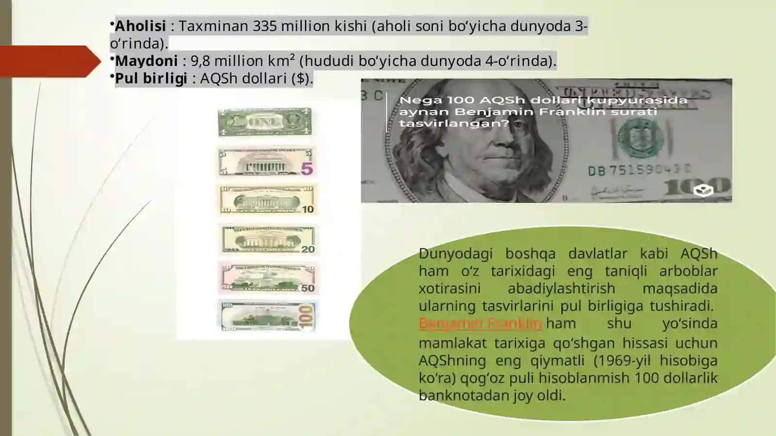 AQSH haqida faktlar taqdimoti 2