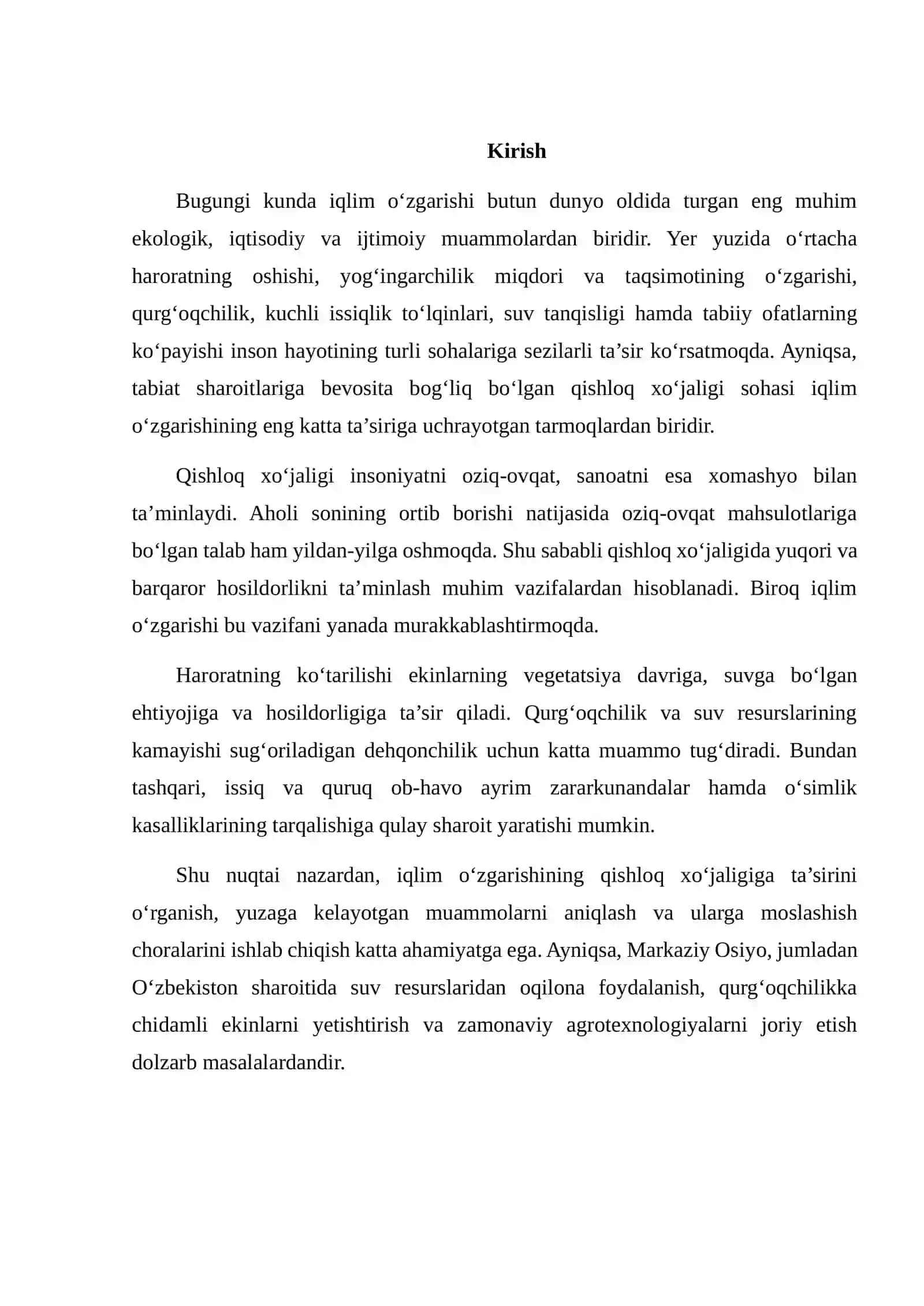 IQLIM O‘ZGARISHINING QISHLOQ XO‘JALIGIGA TA’SIRI 2