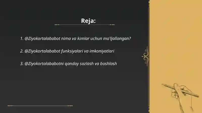@Ziyokortalababot 2