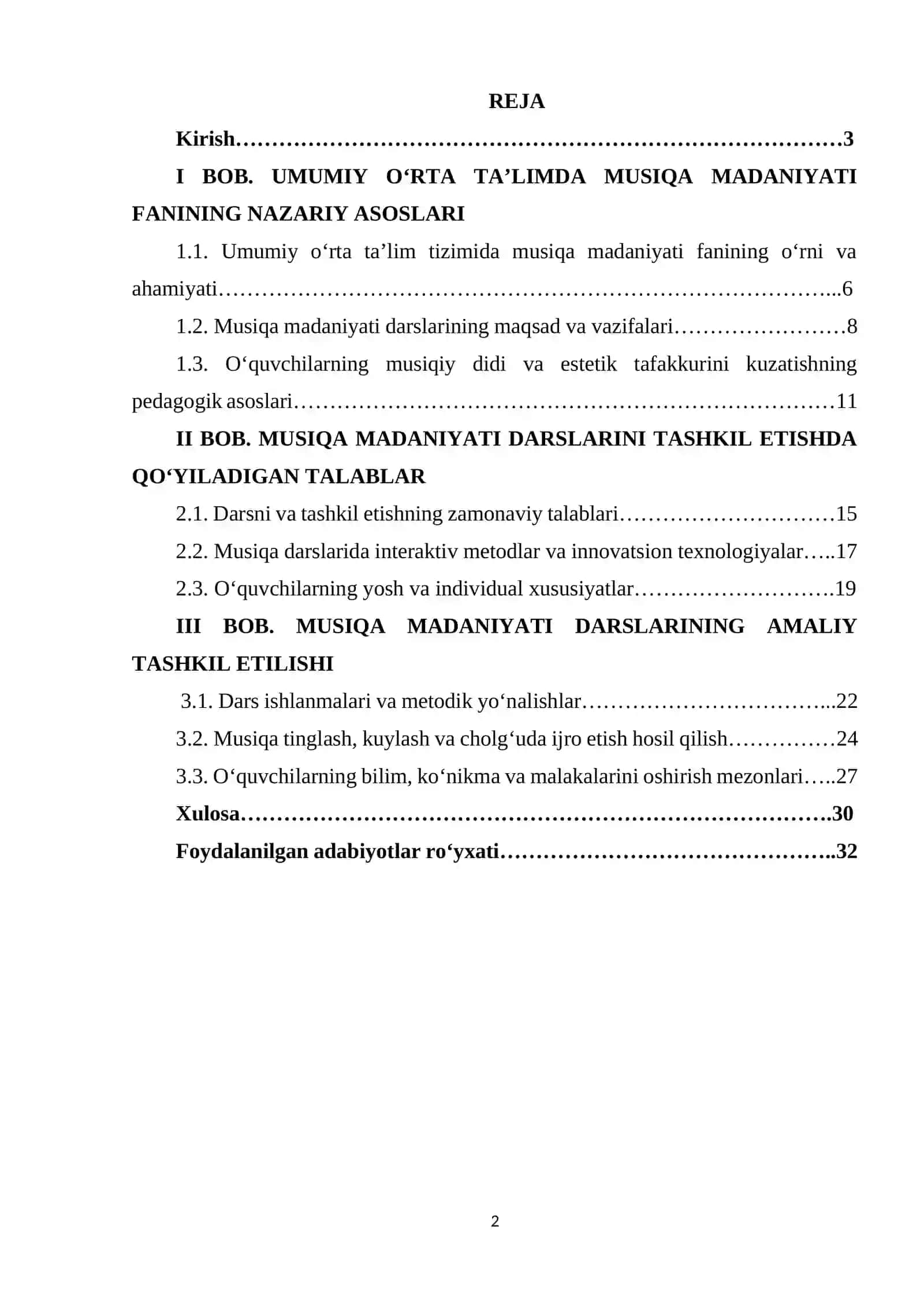 Umumiy oʻrta ta’lim maktablarida musiqa madaniyati darslarini tashkil etishda qoʻyiladigan talablar 2