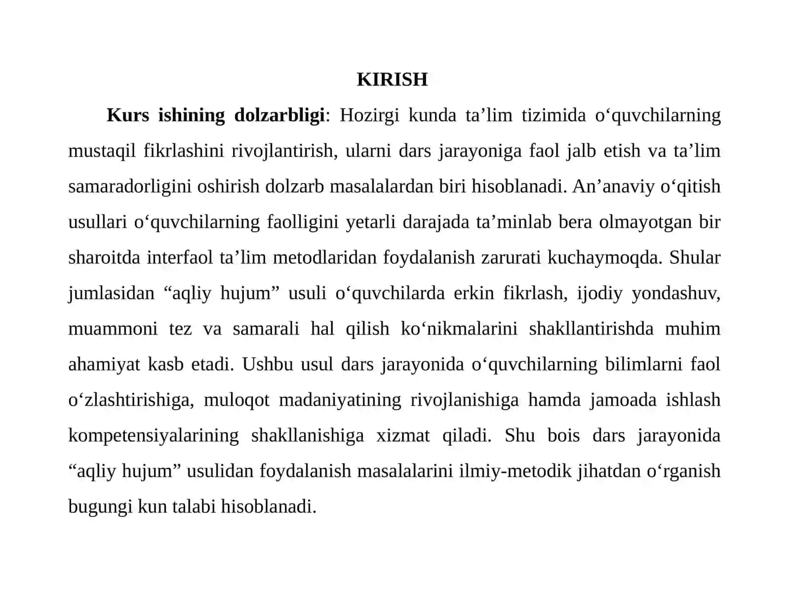 Biologiya Kafedrasi Dars Jarayonida "Aqliy Hujum" Usulidan Foydalanish 2