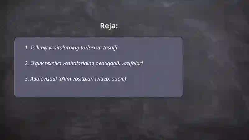 Ta'limiy vositalar,o'quv texnika vositalari 2