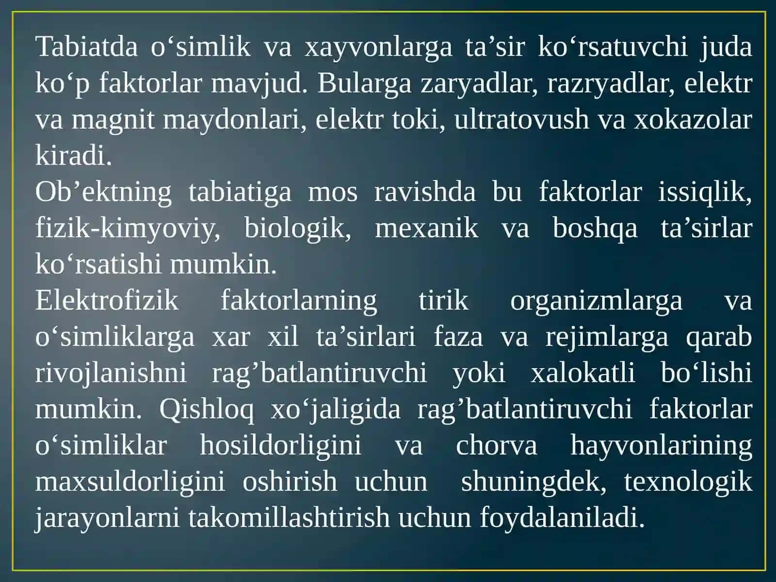 Elektron-ionli texnologik asoslari va qishloq va suv xo‘jaligida foydalanish yo‘nalishtari 2