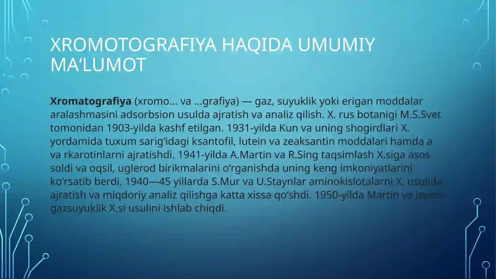 Xromotografiya usuli yordamida moddalar ajratib olish 2