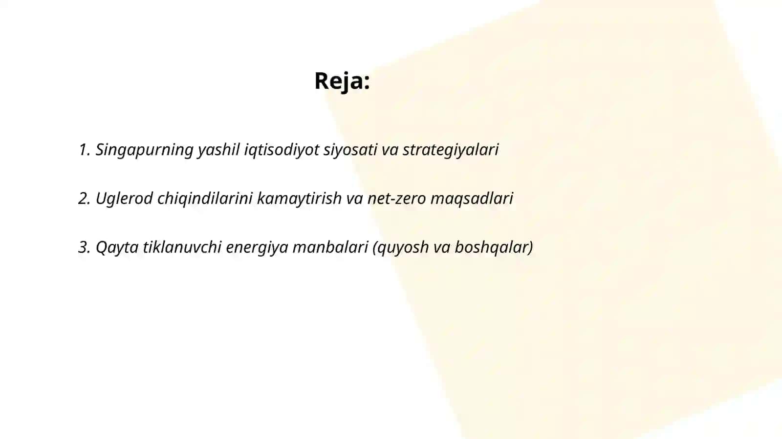Singapurning Yashil Iqtisodiyot Siyosati va Strategiyalari 2