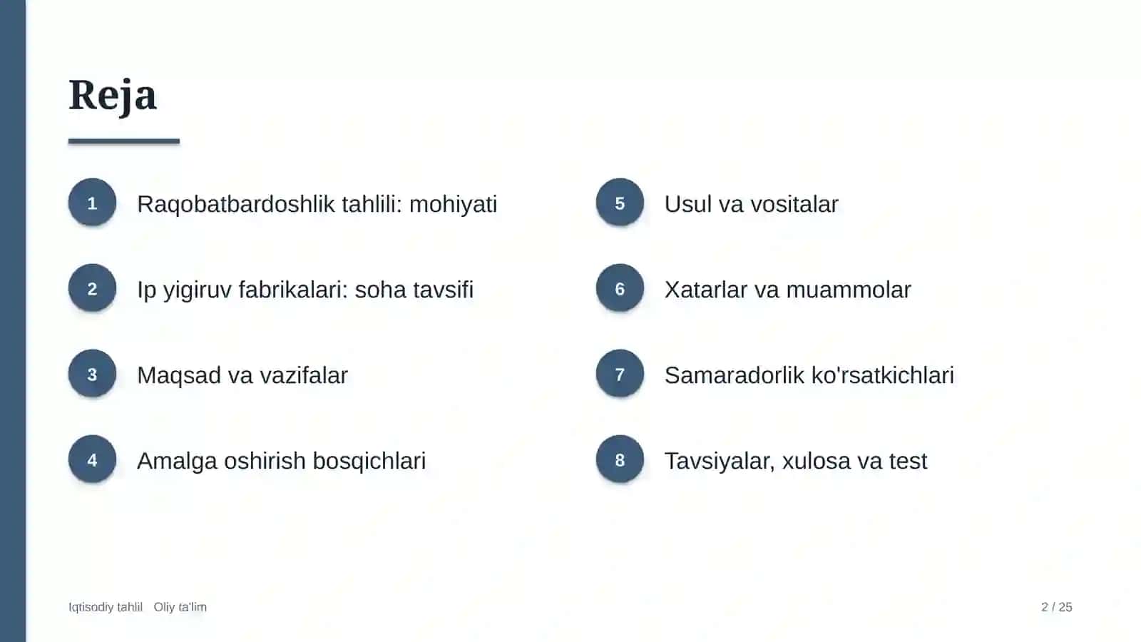 Ip yigiruv fabrikalarida raqobatbardoshlik tahlili 2