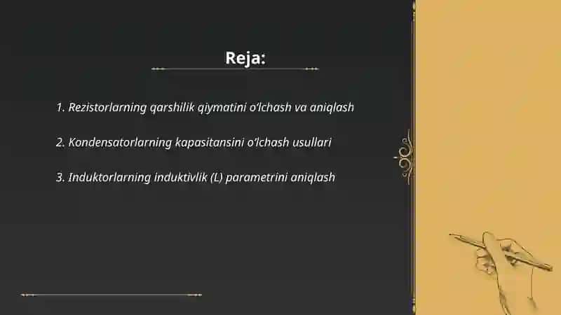 Elektr zanjir elamentlarining parametrlari aniqlash 2